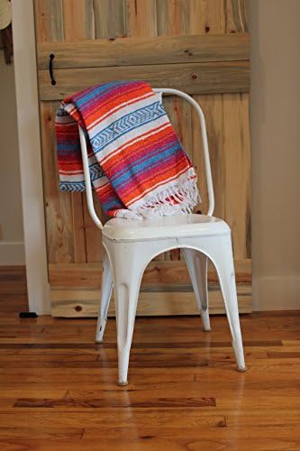 Del Mex Classic Mexican Blanket 70x50 Orange Pink Blue