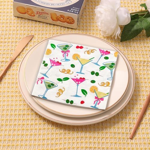 Martini Party Decorations Cocktail Napkins 52 Pack 5x5 Folded