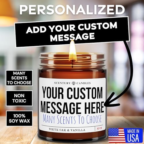 Custom Candle with Personalized Message Funny Unique Gifts for Women Men