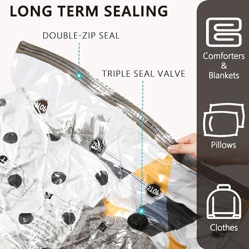 SUOCO 10 Jumbo Vacuum Storage Bags with Electric Pump