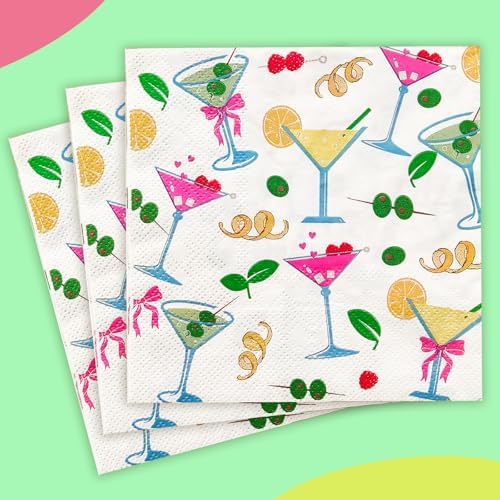 Martini Party Decorations Cocktail Napkins 52 Pack 5x5 Folded