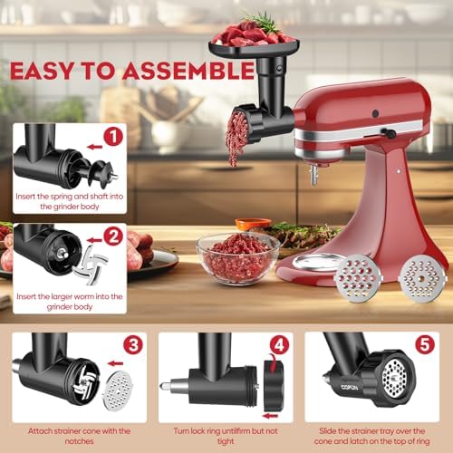 HOZODO Fruit Veg Strainer Meat Grinder for Kitchenaid Mixers