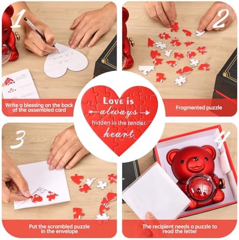 Cute Teddy Bear with Preserved Rose - Romantic Gift