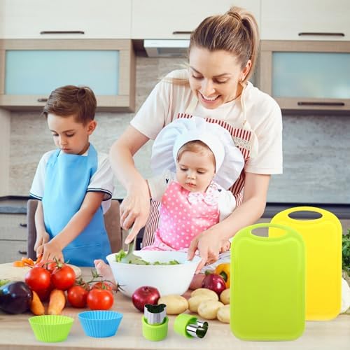 Kids Kitchen Safe Knife Set with Cutting Board and Gloves