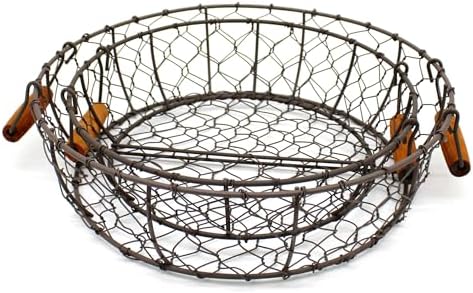 CVHOMEDECO Round Metal Wire Fruit Trays Set of 2