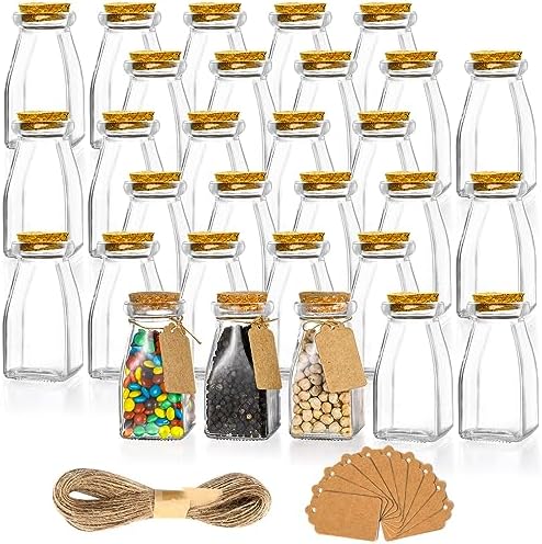 Yarlung 30 Pack Glass Favor Jars with Cork Lids