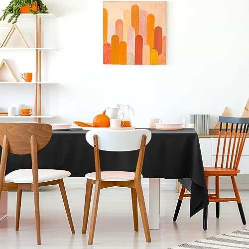 Kopokita 2PCS Black Plastic Tablecloths 54x108 Inch