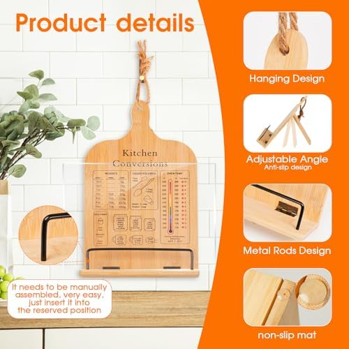 Bamboo Cookbook Stand Set with Acrylic Guard
