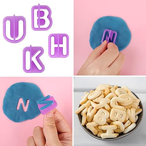 CSPRING 54PCS Plastic Alphabet Number Symbol Cookie Cutters and Mini Fondant Tools