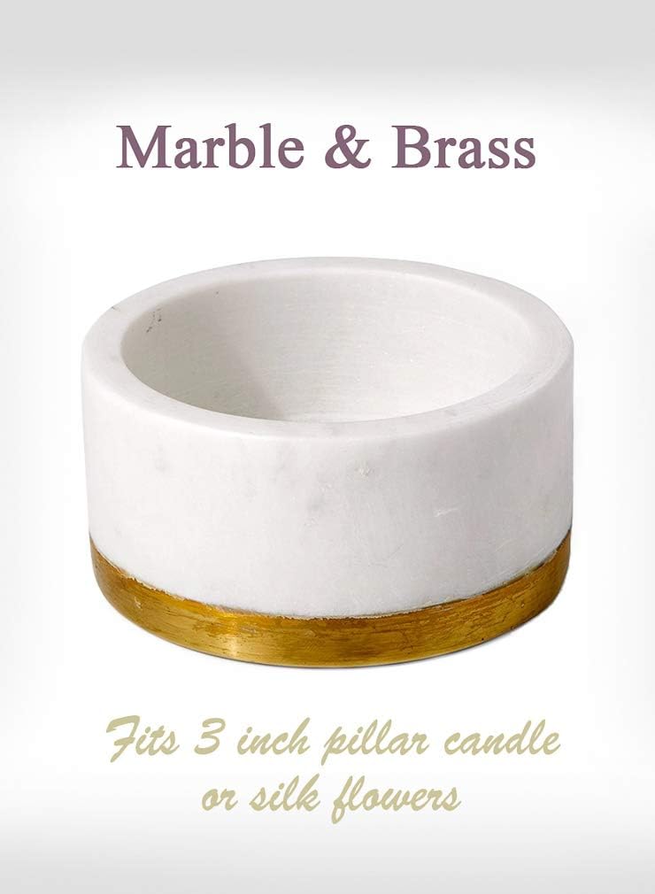 Serene Spaces Living White Marble Bowl with Brass Ring