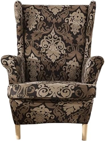 2-Piece Stretch Wingback Chair Covers - Brown