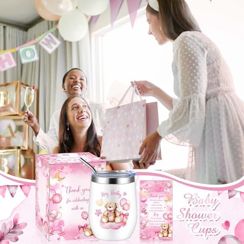 Hoolerry 6 Piece Baby Shower Prize Set with Tumblers Straws and Gift Items