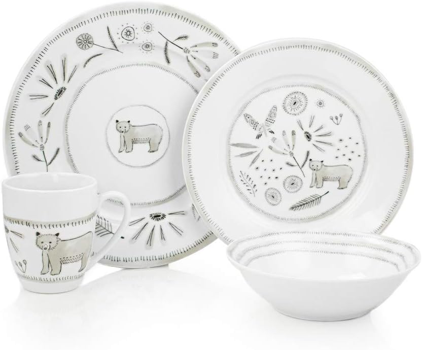 Everything Kitchens 16-Piece Dinnerware Set with Mugs Bear With Me