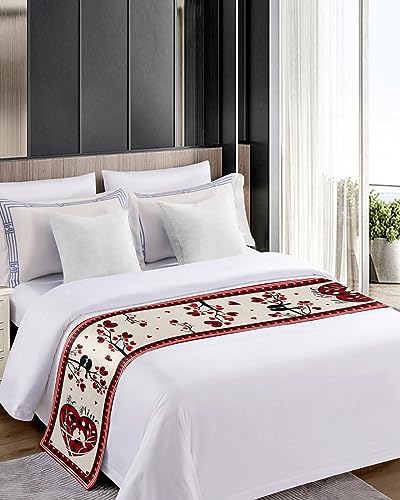 Valentines Love Heart Bed Runner for Twin Size Bed