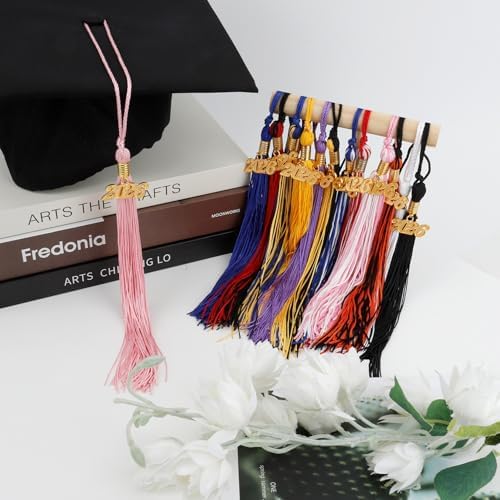 2026 Red White Graduation Tassel with Golden Charm