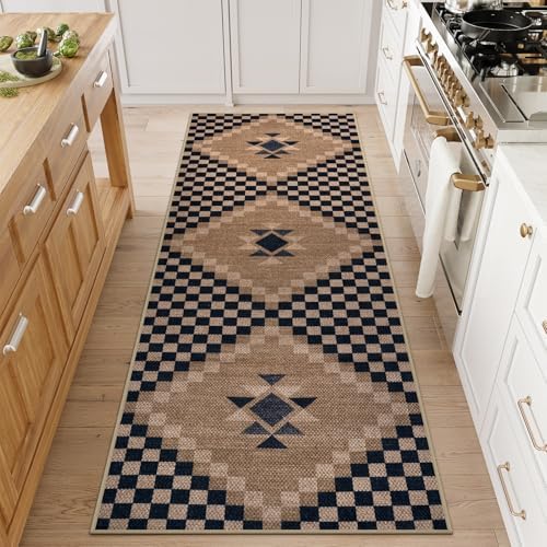 Livebox Easy Jute Runner Rug 2x6 Black Checkered