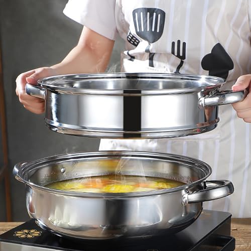 11 Inch Stainless Steel 2-Tier Steamer Pot with Lid