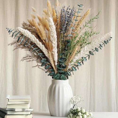 Boho Dried Flower Bouquet with Pampas Grass Lavender Eucalyptus and Wheat