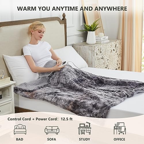 Homemate Heated Blanket Electric Throw 50x60 10 Heat Levels Auto-Off ETL Certified