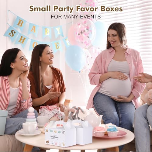 Moretoes 48 Pack White Treat Boxes with Handles for Parties