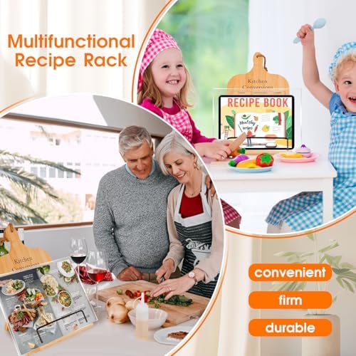 Bamboo Cookbook Stand Set with Acrylic Guard