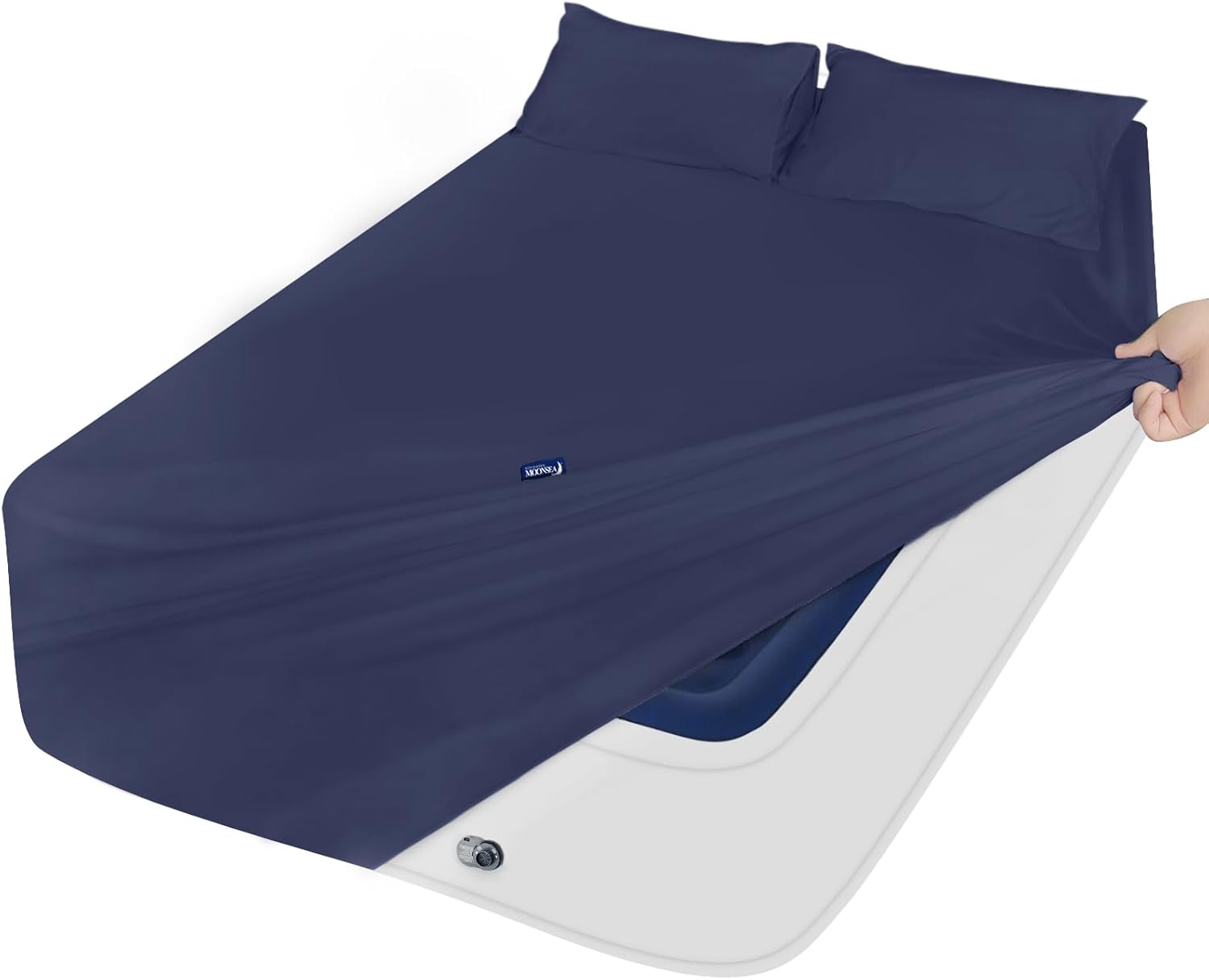 Deep Pocket Twin Sheets Set for Kids Air Mattress - Navy Blue