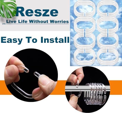 24 PCS Clear Plastic Shower Curtain Rings Hooks Hangers Rod Mount