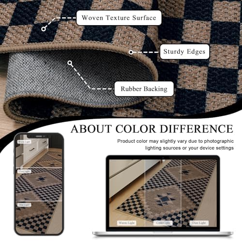 Livebox Easy Jute Runner Rug 2x6 Black Checkered
