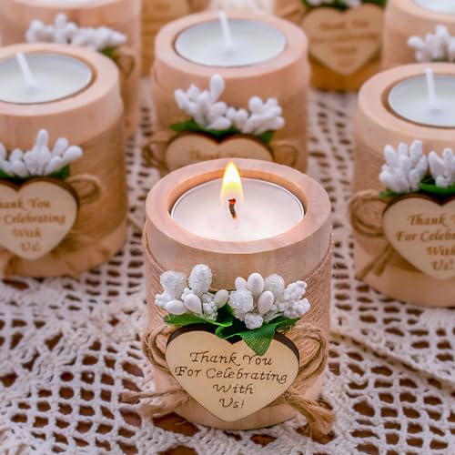 10 Piece Wooden Tealight Candle Holders Set