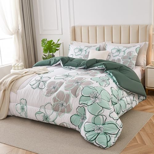 Crossvast 3 Piece Queen Comforter Set with Leaf Design