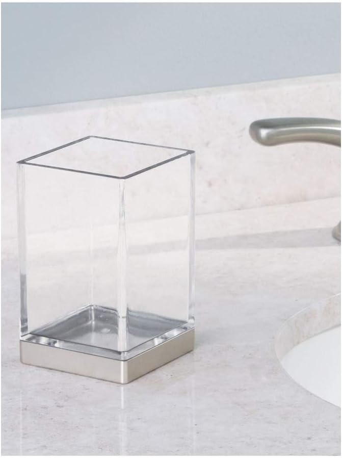 iDesign Tumbler Cup Clarity Collection Clear Brushed Nickel 25x25x4
