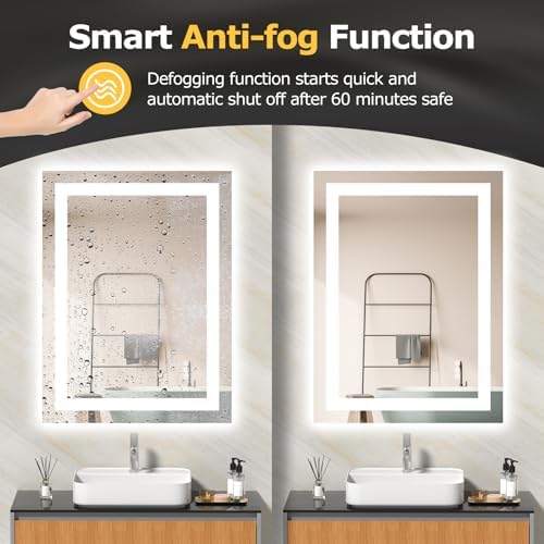LED Bathroom Mirror with Lights 24x32 Dimmable Smart Mirror