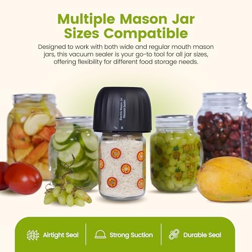 Lumo 3-in-1 Mason Jar Vacuum Sealer with Rechargeable Battery