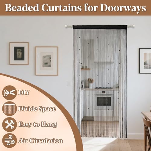 Beaded Curtain for Doorway - Boho Decor Panel