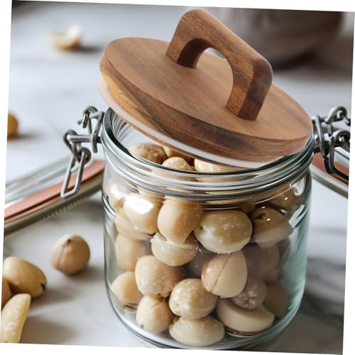 SHOWERORO Wide Mouth Mason Jars with Wooden Lid