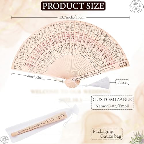 LIUBAI 50PCS Custom Folding Handheld Fans Wedding Favors