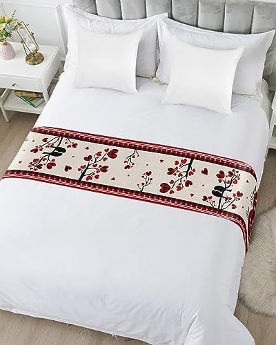Valentines Love Heart Bed Runner for Twin Size Bed