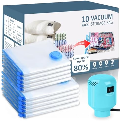 HOTBAG 10 Pack Vacuum Storage Bags for Clothes and Bedding