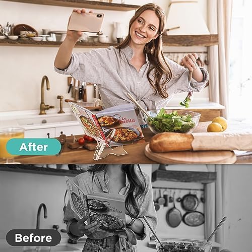 Acrylic Cookbook Stand for Kitchen Counter Clear