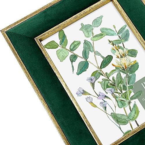 Isaac Jacobs 5x7 Green Velvet Picture Frame with Gold Border