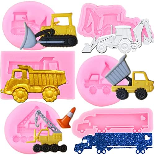 Construction Vehicle Silicone Fondant Molds Set Of 6