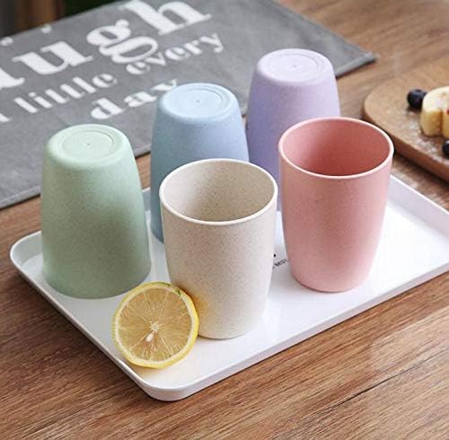 5-Pack Wheat Straw Reusable Tumblers 12 OZ Pink