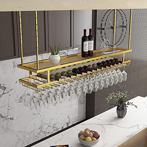 DASHADAO Ceiling Hanging Wine Glass Rack 2 Layer