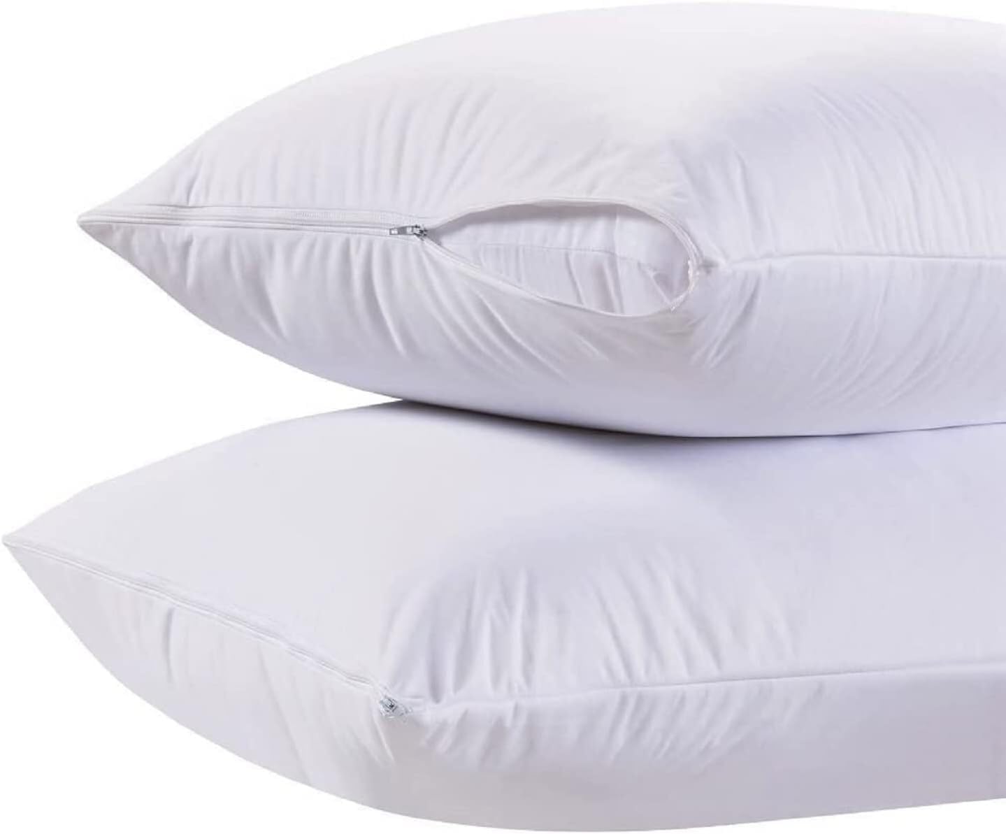 White Classic King Pillow Covers with Zipper 2 Pack