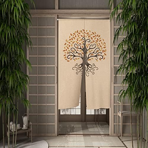 Leowefowa Japanese Noren Door Curtain with Tree Print
