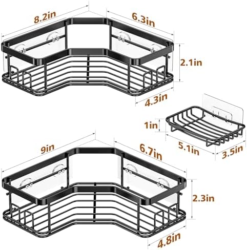 MAXIFFE 3-Pack Corner Shower Caddy Organizer Black