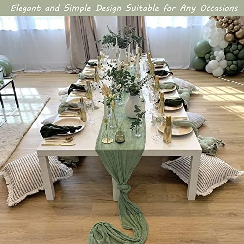 12 Pack 10ft Dusty Sage Green Cheesecloth Table Runner
