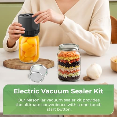 Cordless Electric Vacuum Sealer Kit for Mason Jars Black