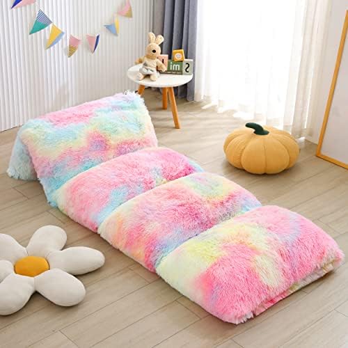 Mengersi Velvet Floor Pillows Faux Fur Tie Dye Cover