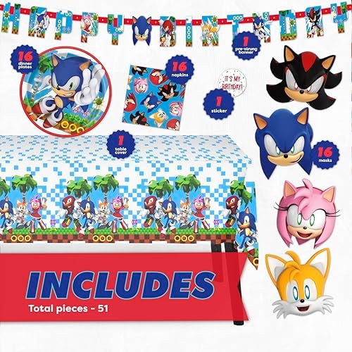 Sonic Birthday Party Decor Set for 16